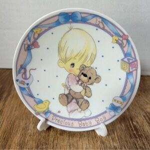 Vintage Enesco Precious Moments Mini Plate Precious Baby Boy 1992 Stand Nursery